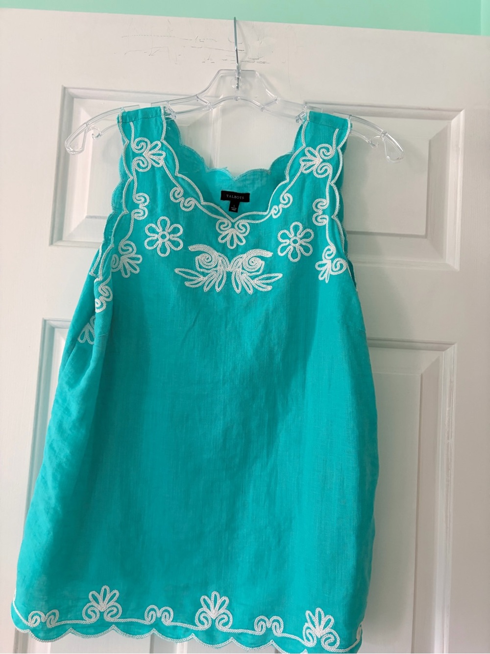 Talbots Turquoise Embroidered Tank